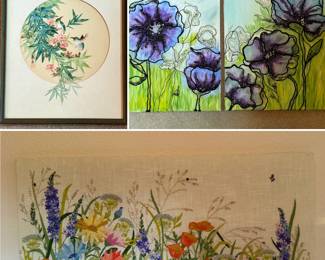 Original Art - made with natural stone accents - needlepoint art - so pretty!!