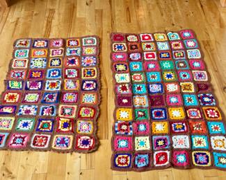 Vintage "Granny square" crochet blankets - groovy colors!