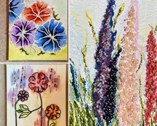Original Art - made with natural stone accents - look closely at how beautiful these are!