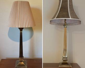 Pair of sturdy table lamps - same base, different shades