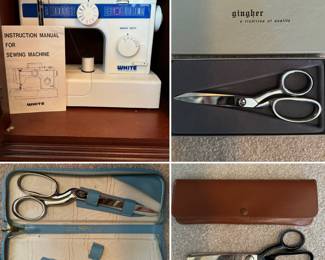 White Heavy Duty sewing machine and nice scissors