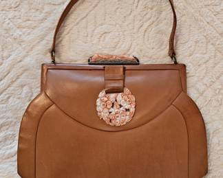 Vintage ladies small leather handbag made in France