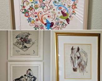 Needle point framed art