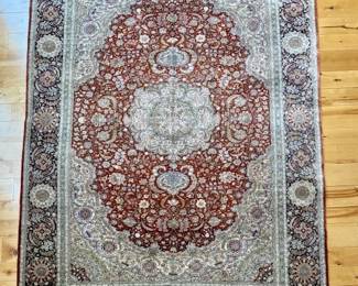 8x5 Silk on silk hand woven area rug - purchased in Greece - never been walked on