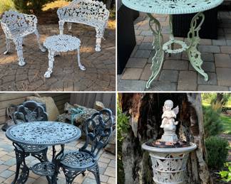 Metal outdoor tables and decor