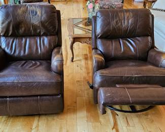 Brown leather recliners