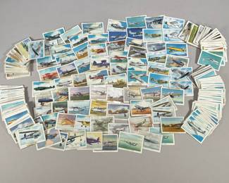 Wings Cigarettes Cards | A large collection of WINGS cigarette cards with airplanes and fighter jets, including Series B, Series C, and cards with no indicated series.