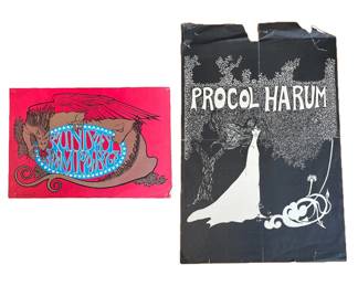 (2pc) SUNDAY RAMPARTS & PROCOL HARUM POSTER | Including a Sunday Ramparts Mouse & Kelley concert poster, printed by Double-H Press [with some tears to edges, pinholes to corners, condition as pictured] (13 x 19-1/4 in.); and a Procol Harum poster circa 1967, from the Procol Harum album "A Whiter Shade of Pale" [with tears and creases, condition as pictured] (33 x 22 in.) [note, first photo is not to scale]