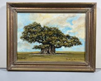 ALAN ELLISON (American, 20th CENTURY) | Bowthorhe Oak Lincolnshire. Oil on board. 10 x 14 in. board. Signed & dated lower left, titled lower right - w. 13 x l. 17 in