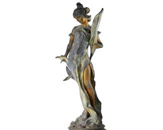 EDUARDO ROSSI (1867-1926) | Galatea. Patinated metal, art nouveau style. -  h. 28 x w. 9 x l. 12 in