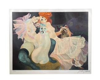 EMILIA CASTANEDA (b. 1943) |Three Women. Lithograph on Arches paper, c. 1975. 22.5 x 17.25 in. (sight). Pencil signed lower right, ed. 110/225 - h. 28.25 x w. 33 in (frame)