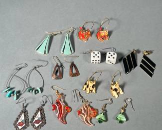 GROUP COSTUME JEWELRY EARRINGS | Including enamel, glass, metal, and stone dangling earrings.