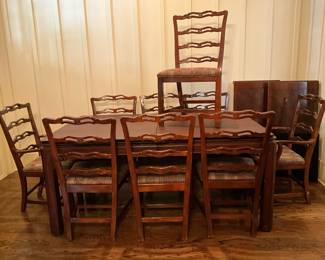 Heavy Dark Wood Dining Table