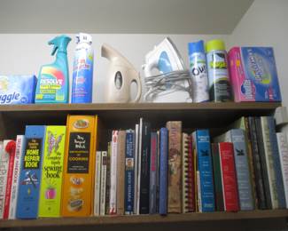 books and cleaning supplies