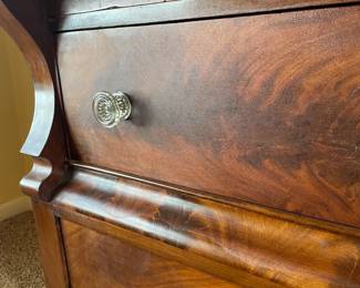 Classic solid burled wood Butler's Dresser with elegant glass knobs. Effortless drawer glide and a dazzling presence—this is the kind of piece that transforms an entire room.