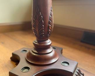 Solid, carved hardwood coat, hat, and umbrella stand with a stunning presence. A true statement piece that combines functionality with timeless elegance. Excellent condition!