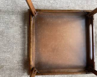 Stakmore Furniture of Owego, NY Walnut. 32" Square Vintage Folding Card / Game / Dining Table with Four Upholstered Chairs! Cult following for Stakmore!