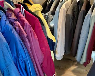 All recently dry cleaned jackets and suits.