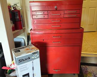 Red metal tool chest