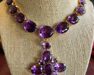 Faceted amethyst necklace can be worn without the large pendant. 14k