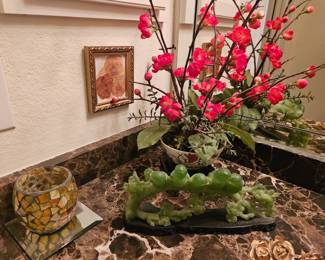 Birds of green color composition. Not jade.