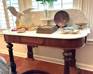Washstand with marble top is approximately 44"W
