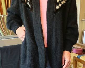Mohair jacket with tufts of Icelandic sheep forming a checkboard on the front. Back is plain. Size Medium-large