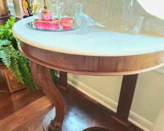 Wash stand with marble top is approximately 38"W