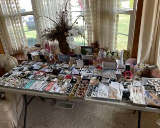 Lots of costume jewelry. 