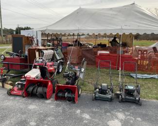 View of a tent being loaded with estate items