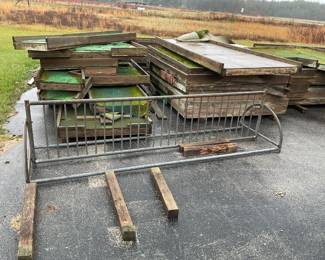 Metal bike rack along with some used mini golf course pieces