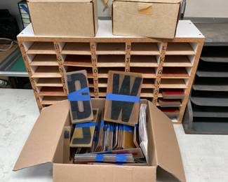 Quite the stencil kit with a custom made sorting/storage cabinet.