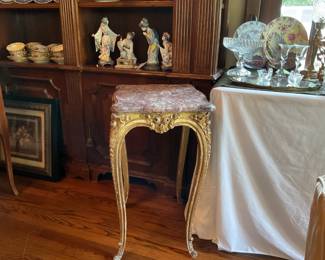 Antique rose marble-top gold-gilt table stand from the former ocean front  “White Caps” mansion  Spring Lake, NJ 