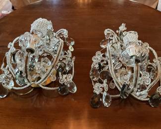 Antique micro-beaded crystal sconces.