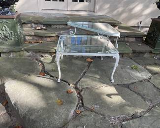 Vintage Woodard iron square end table.