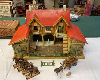 Vintage 1920’s Maurice Gottschalk Toy Dollhouse Horse Stable.