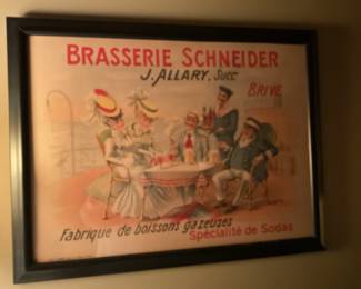 Vintage Brasserie Schneider framed poster