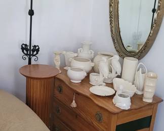 Antique floor lamps dresser pottery and mirrors
