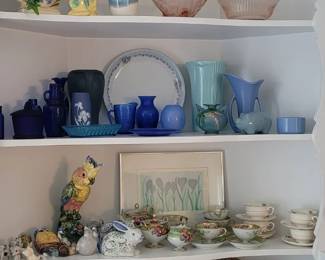 We have some books tea cups saucers Pottery depression glass