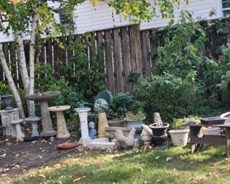 Lots of garden you've got concrete bird baths you've got the what I call the hotel motel chairs concrete figural