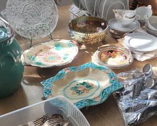 We have dishes a silver plate majellica