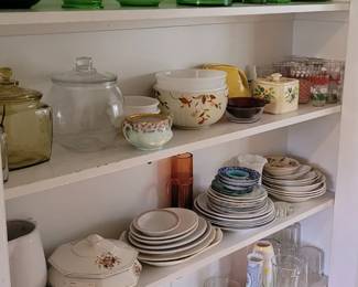 More depression glass and vintage plates and glassware