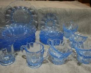 New Martinsville Janice Blue Lunch Set