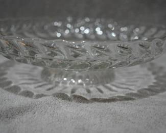 Vintage Clear Glass Footed Serving Dish