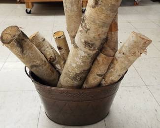 Birch logs and holder