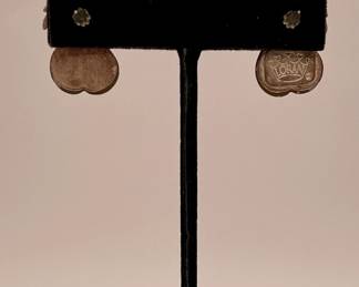 Reverse view of Loran pear earrings, frosted glass, crystal, metal