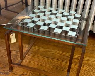 Henning Norgaard square coffee table / chess table with rosewood frame, clear and frosted glass top