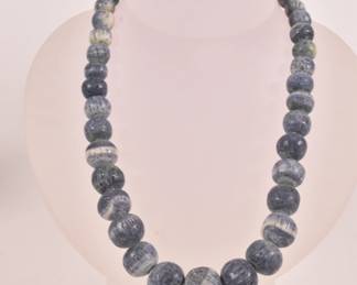 Graduated large bead necklace, possibly natural stone or coral