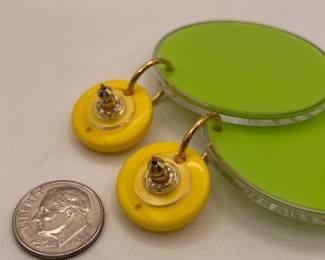 Closeup of vintage Avon lemon slice earrings