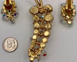 Reverse of Juliana Book Piece set of crystal bangles and rhinestone clip earrings and matching brooch